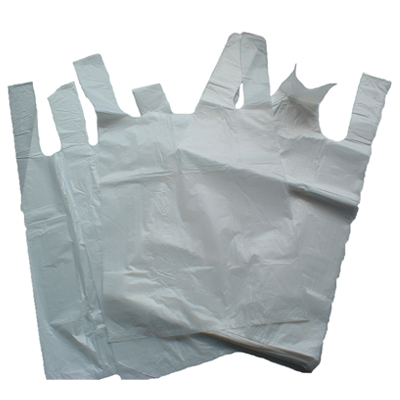 100 x White Plastic Vest Carrier Bags 10x15x18"
